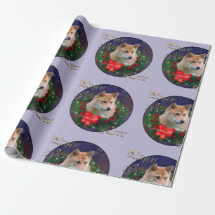 Papier Cadeau Guirlande de Noël de Shiba Inu