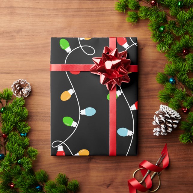 Papier Cadeau Guirlande de Noël Noir Trend (Cadeau de vacances)