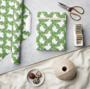 Papier Cadeau Guirlande en treillis vert aquarelle