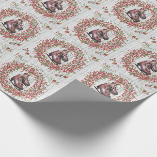 Papier Cadeau Guirlande et patins rustiques de vacances de Noël