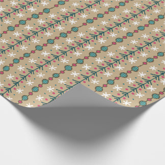 Papier Cadeau Guirlandes de Noël de griffonnage - turquoises et