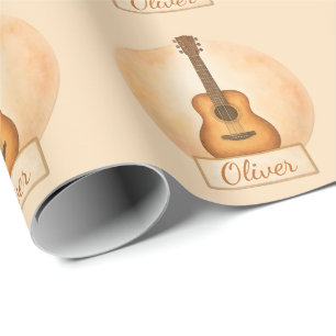 Papier Cadeau Guitare Acoustique Nom Personnalisé Pour Amateurs 