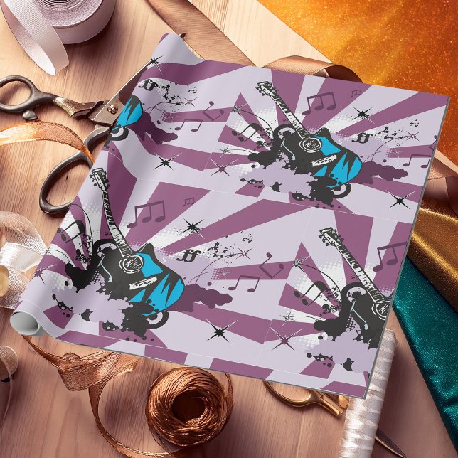 Papier Cadeau Guitare bleue (Créateur téléchargé)