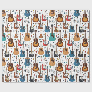 Papier Cadeau Guitare colorée et motif musical
