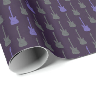 Papier Cadeau Guitare électrique classique grunge à pois violet-