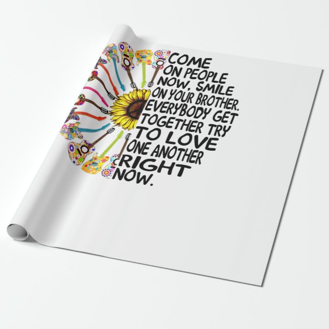 Papier Cadeau Guitare Lover | Cadeau de guitare florale acoustiq (Déroulé)