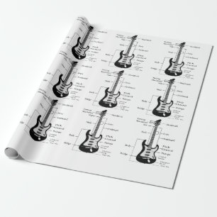 Papier Cadeau Guitares électriques et acoustiques Musique Note N