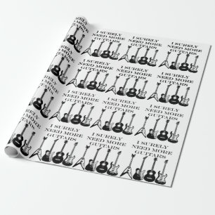 Papier Cadeau Guitares électriques et acoustiques Note de musiqu