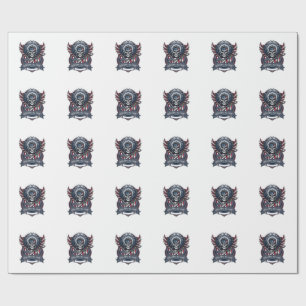 Papier Cadeau Guitariste de la Liberté Patriotique Crâne Musique