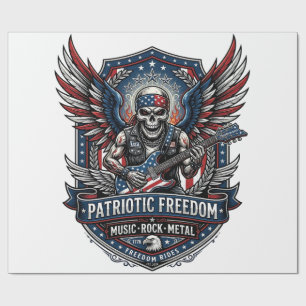 Papier Cadeau Guitariste de la Liberté Patriotique Crâne Musique