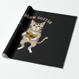 Papier Cadeau Guitariste Meow Guitare Chat Mignon Jouant de la G