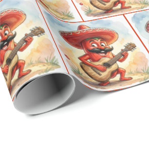 Papier Cadeau Guitariste Piment Rouge