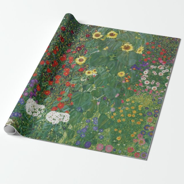 Papier Cadeau Gustav Klimt - Jardin agricole avec tournesols (Déroulé)