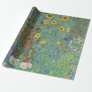 Papier Cadeau Gustav Klimt - Jardin de campagne avec tournesols
