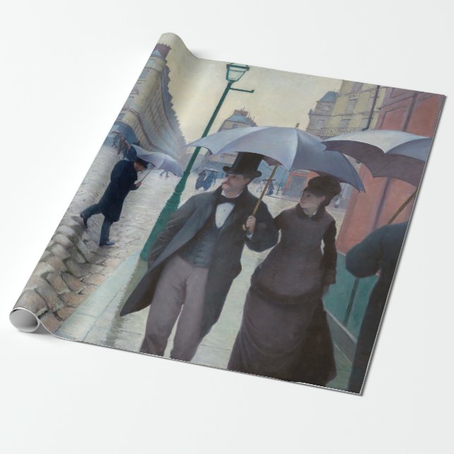 Papier Cadeau Gustave Caillebotte - Rue de Paris ; Temps de plui (Déroulé)