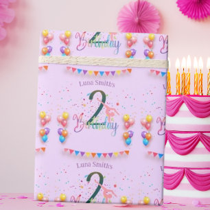 Papier Cadeau Gymnaste mignonne anniversaire de enfant fête cart