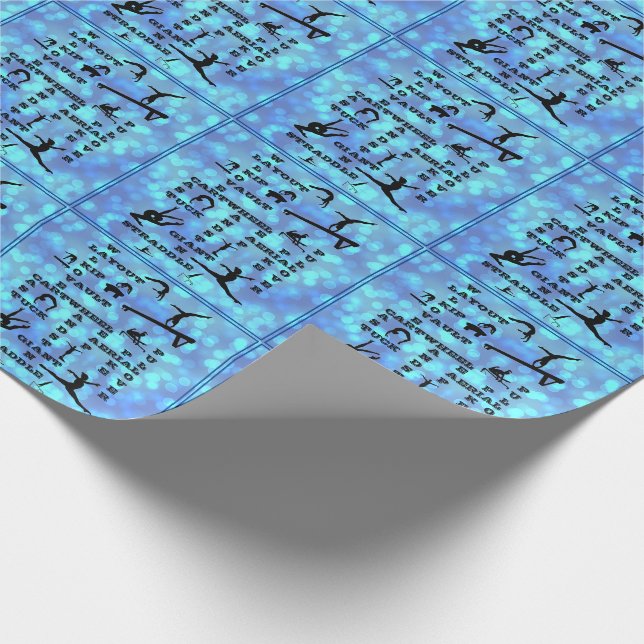 Papier Cadeau Gymnastique Mots-croisés Compétences Bleu (Coin)