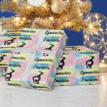 Papier Cadeau Gymnastique Pastel Rose Bleu Jaune Personnalisé<br><div class="desc">Gymnastique design pastel fait spécial avec le nom de votre gymnaste!</div>