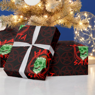 Papier Cadeau Hail Père Noël - Halloween Zombie Rocker Skull