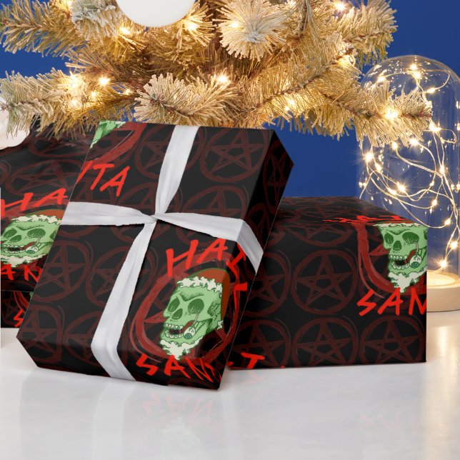 Papier Cadeau Hail Père Noël - Halloween Zombie Rocker Skull (Vacances)