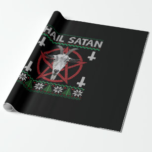 Papier Cadeau Hail Satan Tête de chèvre Pentagram Funny Satanic 