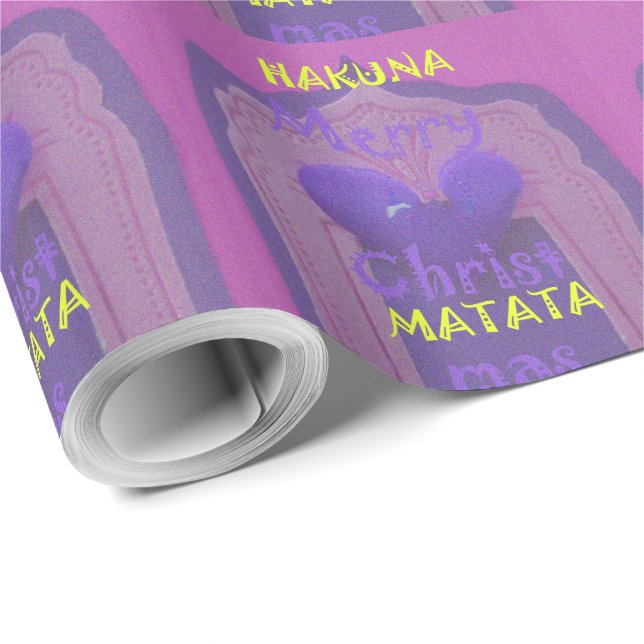 Papier Cadeau Hakuna Matata Joyeux Noël Amour Design. (Coin rond)