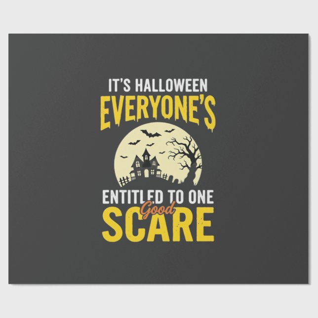 Papier Cadeau Halloween à tous intitulé un design de peur_1 (Plat)