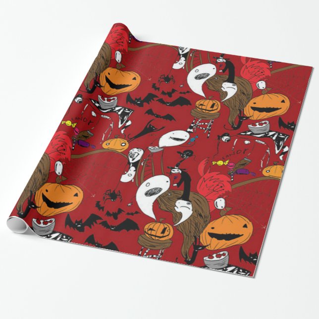 Papier Cadeau Halloween Amusant Épouvantable (Déroulé)