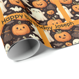 Papier Cadeau Halloween Anniversaire Personnaliser Nom Garçon ou