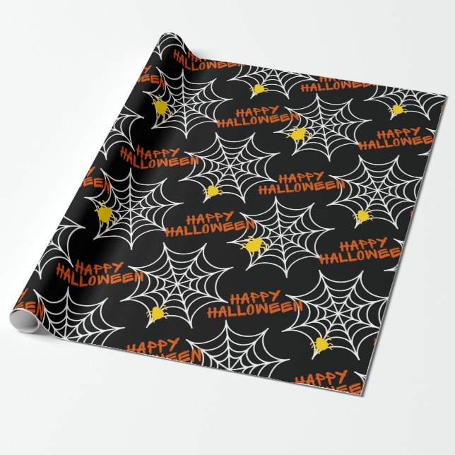Papier Cadeau Halloween Black Spider Web (Déroulé)