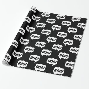 Papier Cadeau Halloween Boo Discours Bubble Motif Enveloppement
