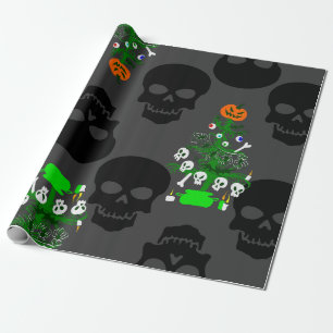 Papier Cadeau halloween cauchemar crâne de Noël