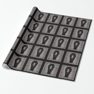 Papier Cadeau Halloween cercueils gothiques en noir et gris
