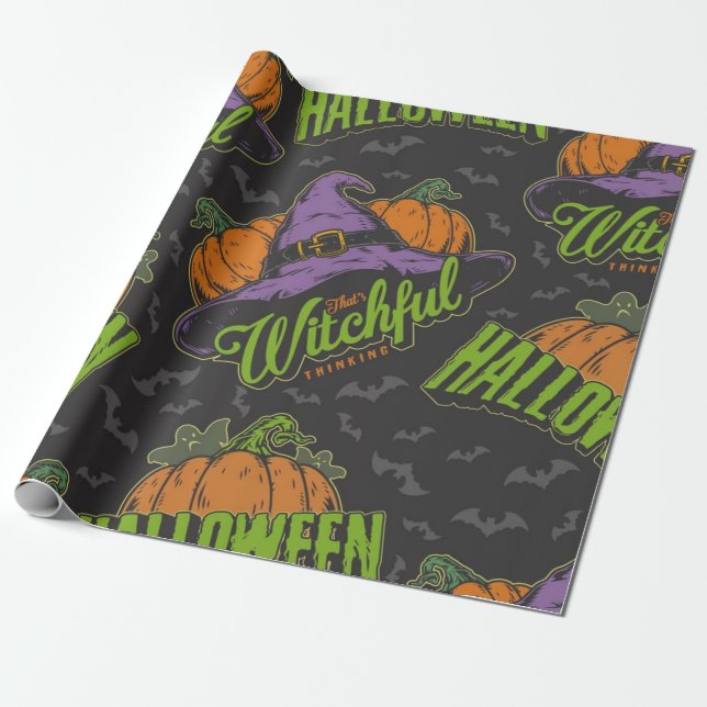Papier Cadeau Halloween c'est le Motif de la pensée sordide (Déroulé)