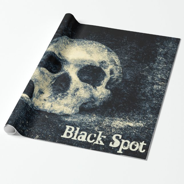 Papier Cadeau Halloween Crâne noir point (Déroulé)