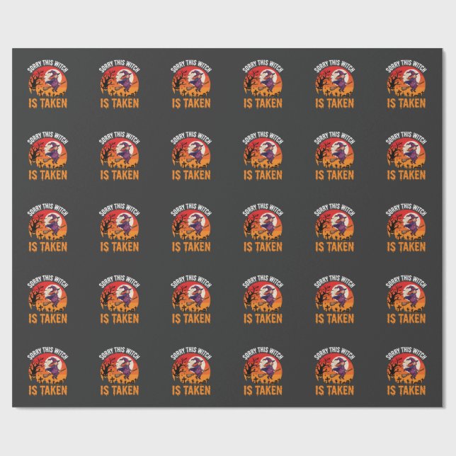 Papier Cadeau Halloween Désolé Cette Sorcière Est Prise Graphiqu (Plat)