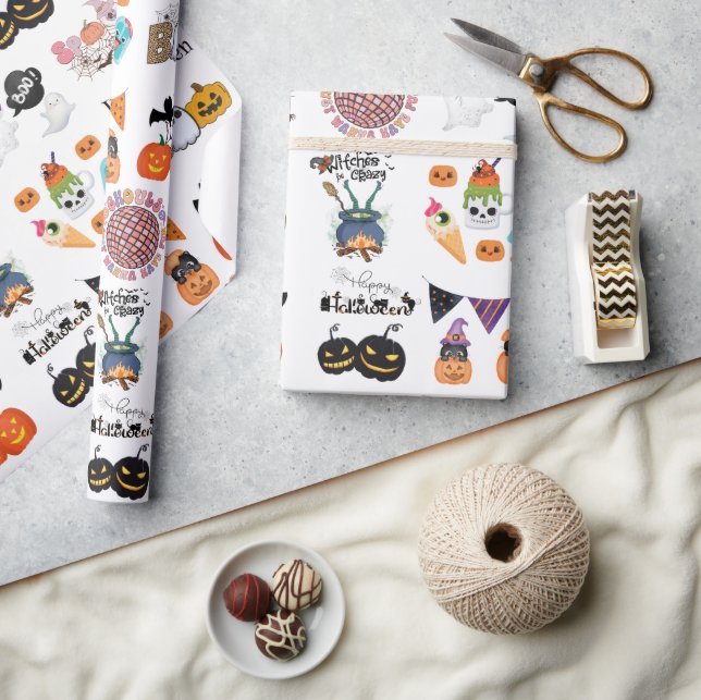 Papier Cadeau  Halloween effrayant, amusant et sinistre (Artisanat)