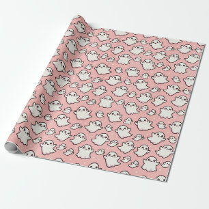 Papier Cadeau Halloween Éffrayant Fantôme rose mou