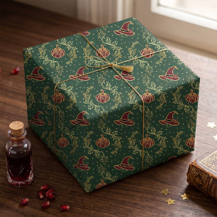 Papier Cadeau Halloween Élégant et Fantastique Sorcière