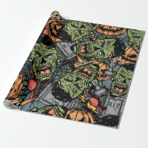 Papier Cadeau Halloween éléments colorés sans couture motif avec