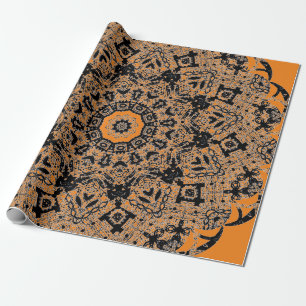 Papier Cadeau HALLOWEEN EN LACE NOIRE ORANGE CADEAU Wrapping