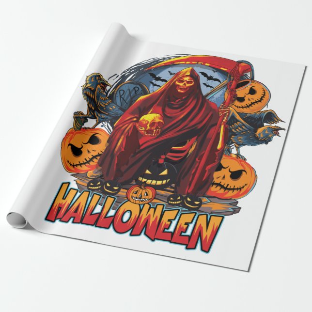 Papier Cadeau Halloween Evil skeleton (Déroulé)