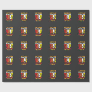 Papier Cadeau Halloween Feuilles d'Automne et Citrouilles Design