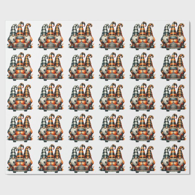 Papier Cadeau Halloween Gnomes Gift Wrap (Plat)