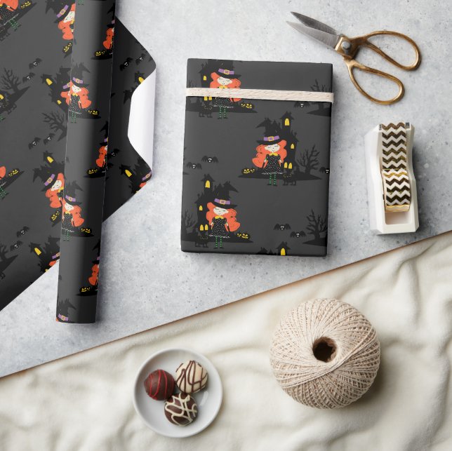 Papier Cadeau Halloween Haunted sorch House Noir (Artisanat)