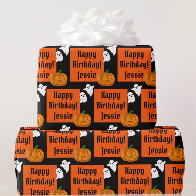 Papier Cadeau Halloween Joyeux Anniversaire Personnaliser Nom Ci (Créateur téléchargé)