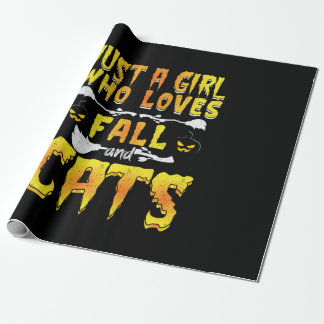 Papier Cadeau Halloween Just A Girl Who Loves Fall And Cats