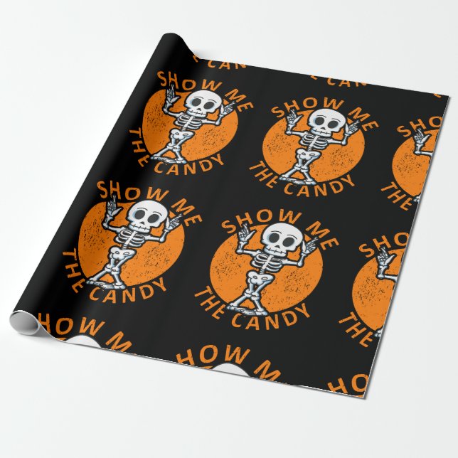 Papier Cadeau Halloween Me Montrez-Moi Le Squelette Candy (Déroulé)