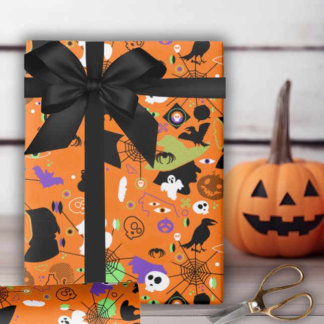 Papier Cadeau Halloween monstre en mélange (Monster Mash-Up Festive Halloween Wrapping Paper)