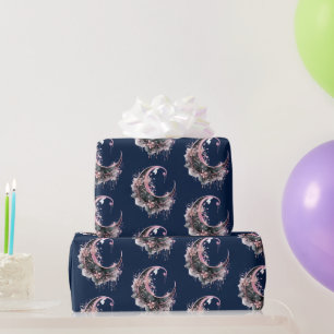Papier cadeau Halloween motif croissant de lune ro